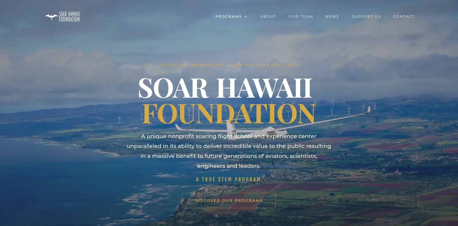 Soar Hawaii public website with program pages and donation system
